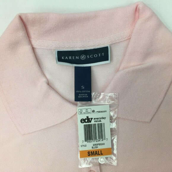 Macys Karen Scott Woman's Pink Blush Polo Short Sleeve Top T-Shirt Size Small - Picture 5 of 9